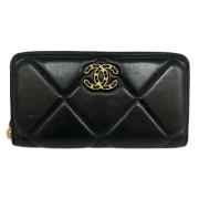 Pre-owned Leather wallets Chanel Vintage , Black , Dames