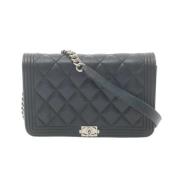 Pre-owned Leather chanel-bags Chanel Vintage , Blue , Dames