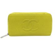 Pre-owned Leather wallets Chanel Vintage , Yellow , Dames