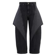 Cropped katoenen jeans met zakken JW Anderson , Black , Dames