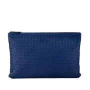 Pre-owned Leather clutches Bottega Veneta Vintage , Blue , Dames