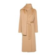 Beige Wollen Jas met Sjaaldetails P.a.r.o.s.h. , Beige , Dames