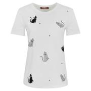 Glitter Print Katoenen T-shirt Max Mara Studio , White , Dames