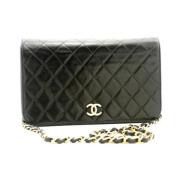 Pre-owned Leather wallets Chanel Vintage , Black , Dames