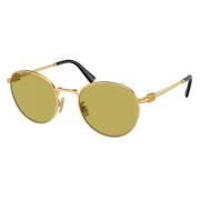 Ronde Metalen Zonnebril Groene Lenzen Miu Miu , Yellow , Unisex