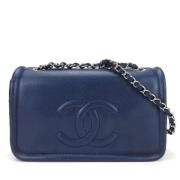 Pre-owned Leather wallets Chanel Vintage , Blue , Dames