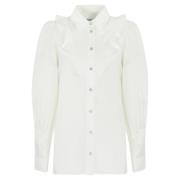 Witte Katoenen Blouse Ruches Lange Mouwen Max Mara Weekend , White , D...