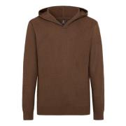 V-hals hoodie van merinowol Boggi Milano , Brown , Heren