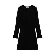 Zwart Gebreide Buis Werk Jurk Twinset , Black , Dames