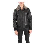 Leren jas met ritssluiting Schott NYC , Black , Heren