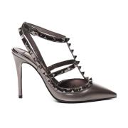 Rockstud Gelamineerde leren hakken Antrachite Valentino Garavani , Gra...