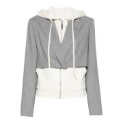 Grijze Hooded Double-Breasted Blazer Jas Twinset , Gray , Dames