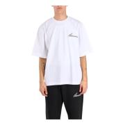 Geborduurd logo boxy T-shirt Laneus , White , Heren