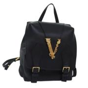 Pre-owned Leather backpacks Versace Pre-owned , Black , Dames