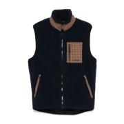 Blauwe Shearling Vest met Ruitdetails MC2 Saint Barth , Blue , Heren