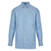 Luxe Katoen Kasjmier Shirt Made in Italy Finamore , Blue , Heren