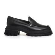 Zwarte Leren Loafer Schoen Hogan , Black , Dames