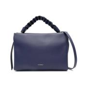 Blauwe Leren Gevlochten Handvat Tas Coccinelle , Blue , Dames