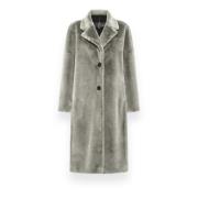 Eco Fur Kimono Coat RRD , Gray , Dames