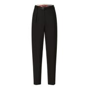 Wortellijn Wollen Broek Zwart Max Mara Studio , Black , Dames