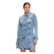 Denim Knoopsluiting Jurk met Lange Mouwen Tommy Hilfiger , Blue , Dame...