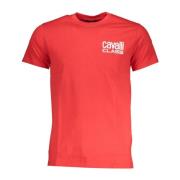 Rode T-shirt met korte mouwen en logo Cavalli Class , Red , Heren