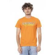 Korte mouw met logo print T-shirt Cavalli Class , Orange , Heren