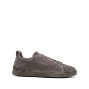 Suede Triple Stitch Sneakers Ermenegildo Zegna , Gray , Heren