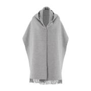 Zachte Garen Hooded Franje Sjaal Brunello Cucinelli , Gray , Dames