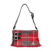 Rode Wol Tartan Handtas met Orb Logo Vivienne Westwood , Red , Dames