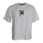 Wit Logo Korte Mouw T-shirt Dolce & Gabbana , White , Heren