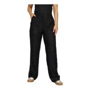 Zwarte Kant Wijde Taille Broek 2-Biz , Black , Dames