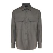 Life Shirt met Italiaanse Kraag Giuliano Galiano , Gray , Heren