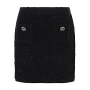 Zwarte Paillet Textuur Mini Rok Self Portrait , Black , Dames