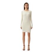 Witte Geribbelde Gebreide Korte Jurk Twinset , White , Dames