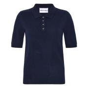 Luxe Cashmere Polo Shirt in Donkerblauw Emerson Renaldi , Blue , Dames