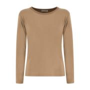 Gebreide Crew Neck Shirt met Lurex Le Tricot Perugia , Brown , Dames