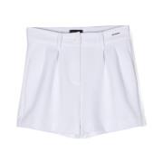 Witte Plooi-Detail Mini Shorts Monnalisa , White , Dames