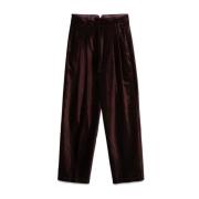 Fluweel Voorplooi Bruine Broek Forte Forte , Brown , Dames