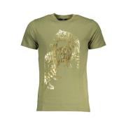 Print Logo Ronde Hals T-Shirt Cavalli Class , Green , Heren