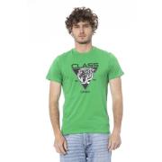 Korte mouw met logo print T-shirt Cavalli Class , Green , Heren