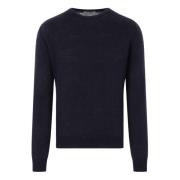 Navy Blauwe Alpaca Gebreide Trui Auralee , Blue , Heren