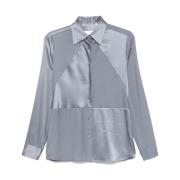 Zijde Blend Panel Shirt Xacus , Gray , Dames