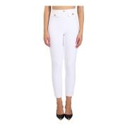 Rechte Crepe Stretch Broek Elisabetta Franchi , White , Dames