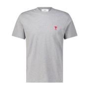 Klassiek T-shirt met geborduurd logo Ami Paris , Gray , Heren