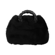 Zwarte Shearling Schoudertas Hereu , Black , Dames