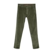 Groene Corduroy Broek Taps Toelopende Pijp Incotex , Green , Heren