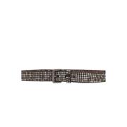 Studded Bruin Leren Riem HTC , Brown , Heren