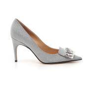 Glitter Pumps met Kristaldetail Sergio Rossi , Gray , Dames