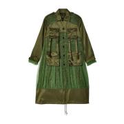 Omkeerbare Parka in Camouflage Twill Noir Kei Ninomiya , Green , Dames